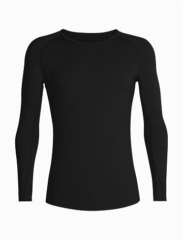 Men's Icebreaker BodyfitZone™ Merino 200 Zone Long Sleeve Thermal Crewe Top Base Layers Black | CA 1590SGLO